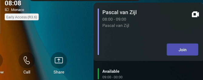 Join knop zichtbaar in room