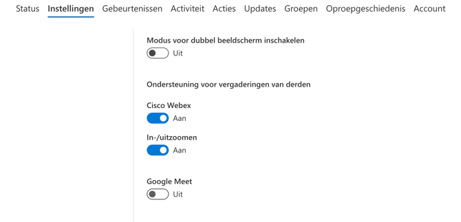 Setting via Teams pro portal