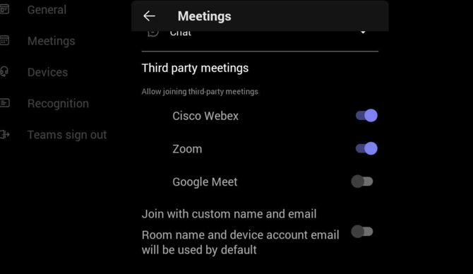settings on device zelf